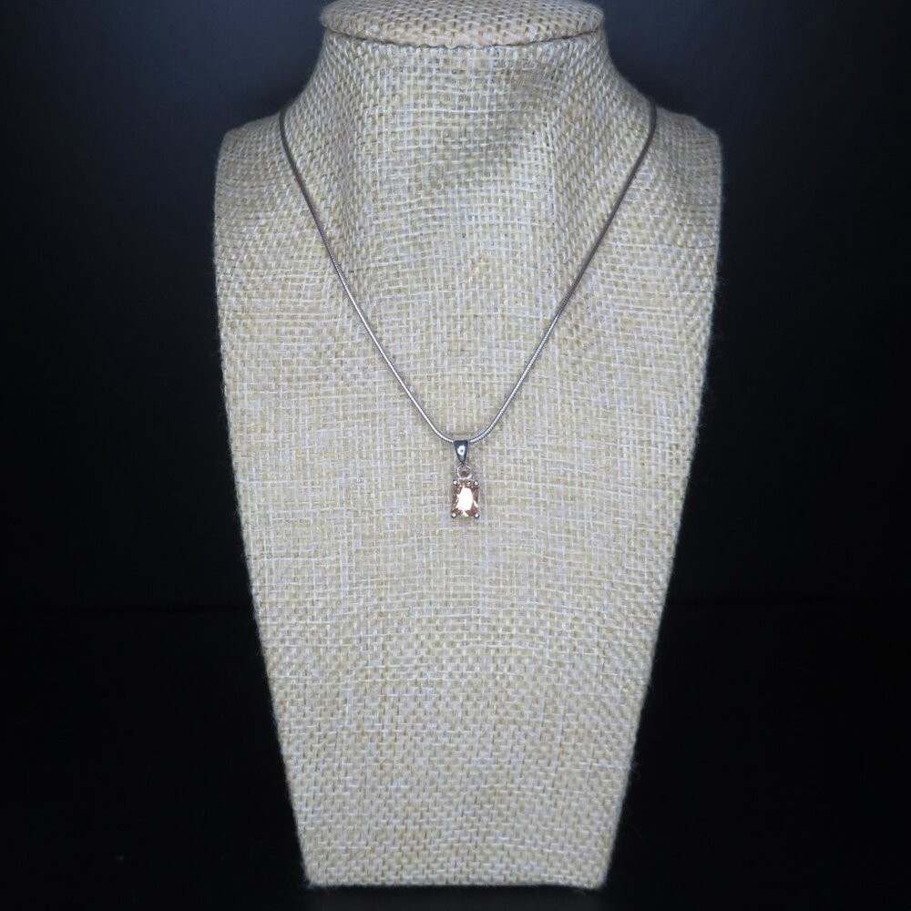 Vintage Sterling Silver Morganite Pendant - Picture 3 of 6